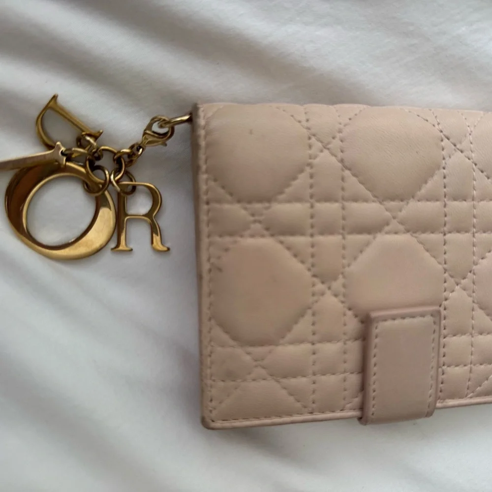 CHRISTIAN DIOR Lambskin Cannage Lady Dior Eden Wallet Light Pink